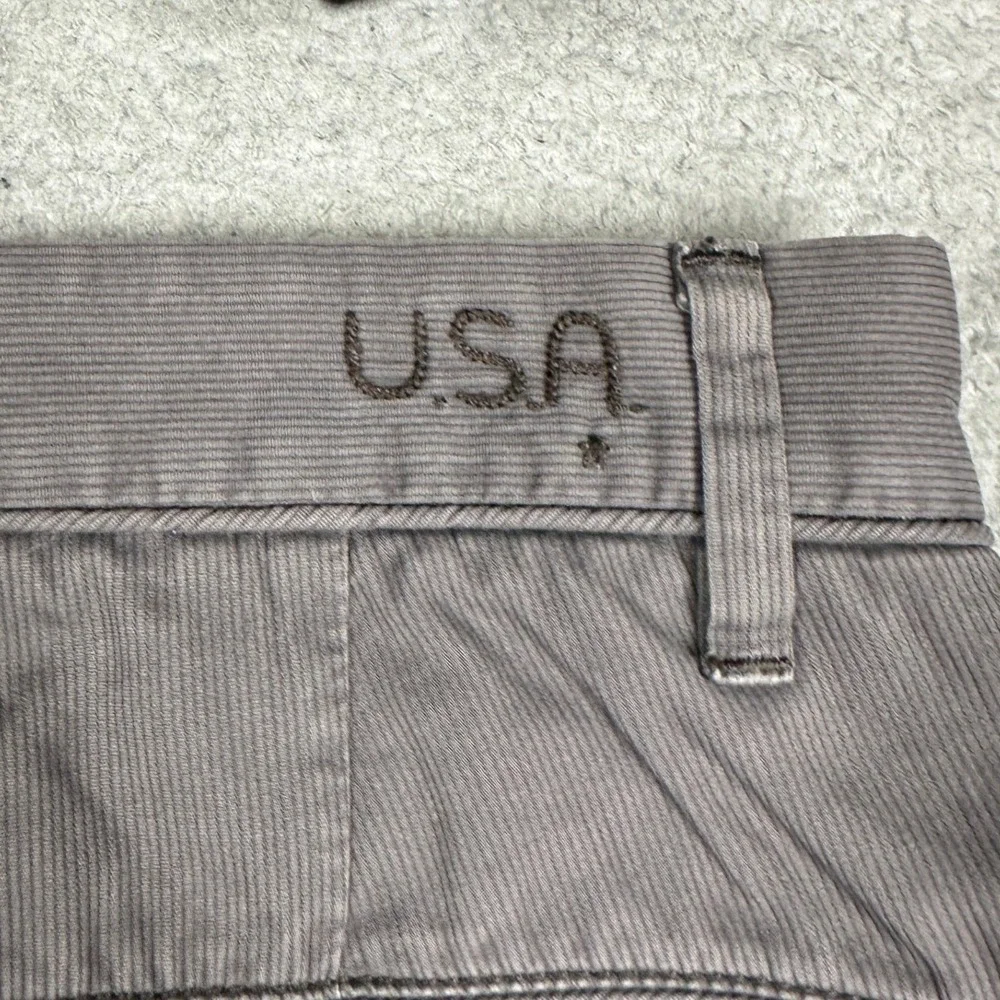 John Varvatos USA Pants Mens 33 Charcoal Grey Corduroy Chino Flat Front Straight